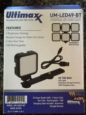 UM-LED49-BT Black USB Rechargeable universal LED Video Light
